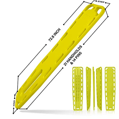 SURGICAL ONLINE First Responder EMT Backboard Spine Board – Complete Emergency Kit with Head Immobilizer, Deluxe Trauma Bag, and Spider Straps, Ideal for EMS, Firefighters (Yellow)