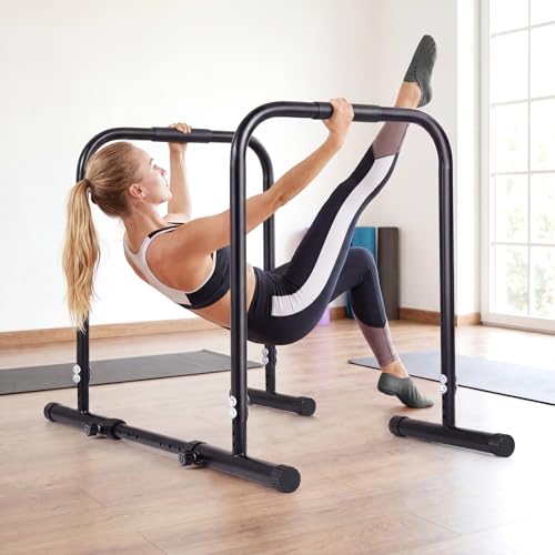 Goplus Adjustable Dip Bar, Heavy Duty Parallette Push Up Stand with 660 LBS Capacity, Anti-Slip Foam Grips, Portable Fitness Workout Dip Station for Home Gym, Calisthenics