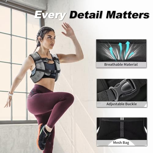 Weighted Vest Woman 6lb/8lb/12lb/16lb/20lb/25lb/30lb Weight Vest for Women Men Body Weight Vests for Walking Strength Training Running Workout Jogging Fitness