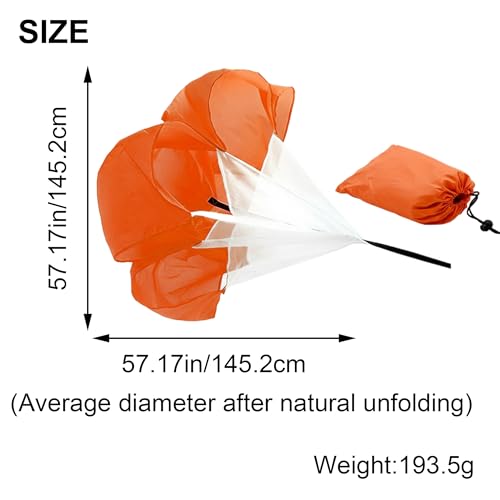 Running Speed Training: 56" Parachute with Adjustable Strap, Speed Chute Resistance Parachute for Speed and Acceleration Training Fitness Explosive Power Training, Free Carry Bag - color: Orange
