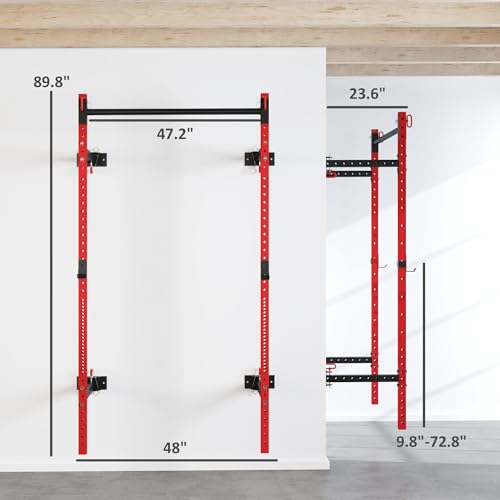 Soozier Adjustable Weight Bench with Dumbbell Rack Wooden Gym - color: Red