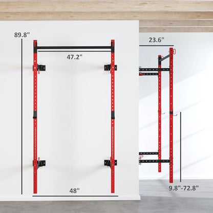 Soozier Adjustable Weight Bench with Dumbbell Rack Wooden Gym - color: Red