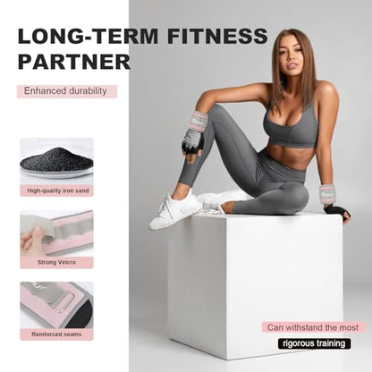 Ankle Wrist Weights, Adjustable Arm Leg Weights for Women Men, Secure Fit Non-Slip Exercise Weights for Home Workout, Running, Walking, Aerobics, Physical Therapy