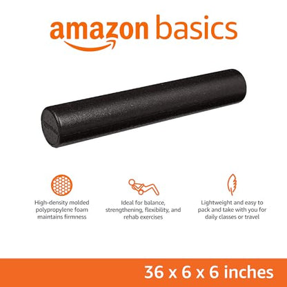 Amazon Basics High-Density Foam Roller for Exercise, Stretching and Muscle Recovery, 36 Inches, Black