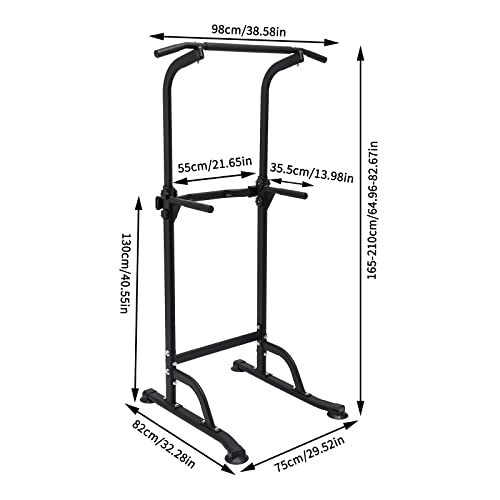 Parallel Bars Power Tower Adjustable Dip Station Pull Up Bar Push Up for Home Gym Strength Training Body Building Workout Equipment Standing Pull Up Pillar Impregnation Station, Black
