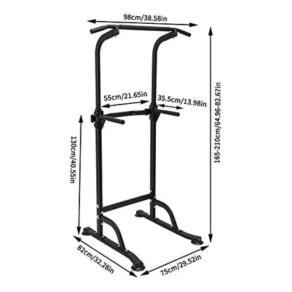 Parallel Bars Power Tower Adjustable Dip Station Pull Up Bar Push Up for Home Gym Strength Training Body Building Workout Equipment Standing Pull Up Pillar Impregnation Station, Black