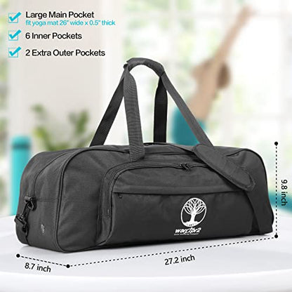 Yoga Mat Bag Carrier with 8-Pocket & Wet Pocket, Air Vent | Large Yoga Mat Holder Fits Thick Mats & Blocks | Gym Duffle Bag for Women & Men