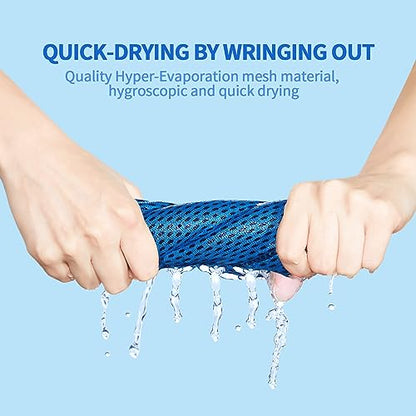 Honoson 10 Pcs Cooling Towel Bulk - Neck & Face Cool Chilly Towels Microfiber Breathable Sport Sweat Rag for Gym, Yoga, Travel, Camping, Running, Outdoor (Grey,Blue)