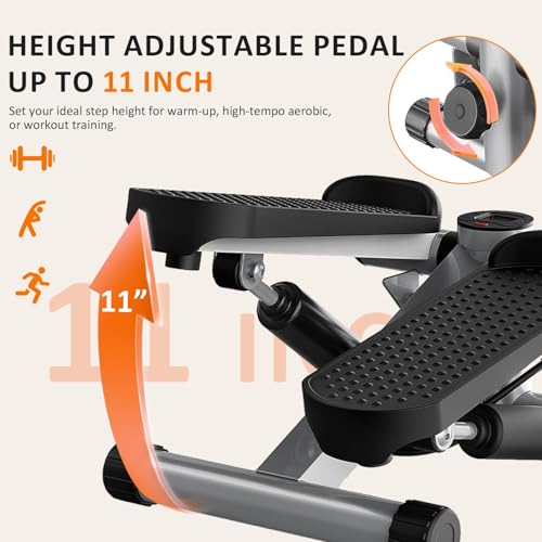 Stair Stepper with Resistance Bands for Home Exercise, Mini Stepper Machine for Indoor Fitness, Portable Home Gym Stepper for Full Body Workout, 300LBS Capacity - style: Grey