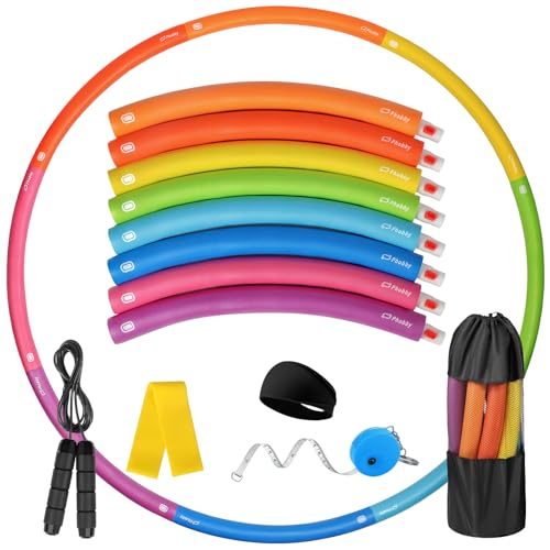 Weighted Exercise Hoop for Adults, 2.2lb&2.8lb Adjustable Fitness Hoop, 8 Detachable Hoop Sections with Jump Rope & Storage Bag, Home Gym Workout - style: Pro 2.8lb