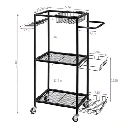 Workout Equipment Storage Rack Metal Yoga Mat Storage Rack, Weight Cart Home Gym Storage Rack with Wheels for Dumbbells, Yoga Mats, Kettlebells, Foam Rollers
