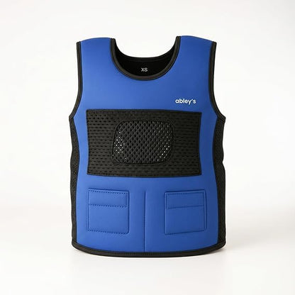 abley's Children's Sensory Weighted Vest for Children with Sensory Issues, Autism, ADHD | Adjustable Therapeutic Support | Compression Vest | Includes 6 Removable Weights | Blue, Large