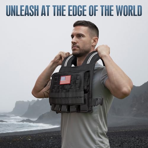 KRYLIX Adjustable Weighted Vest for Men and Women 40lbs Heavy Duty Workout Vest with Removable Iron Weights & Reflective Stripe for Strength Training Running Rucking and Calisthenics