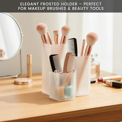 Clear Pencil Holder for Desk | 3 Compartment Organizer Desk Cute Pen Holder | Hexagonal Shape Pencil Cups for Classroom, Offices, Teacher Desks | Multipurpose Make up Organizers and Storage Accessory - style: Style F