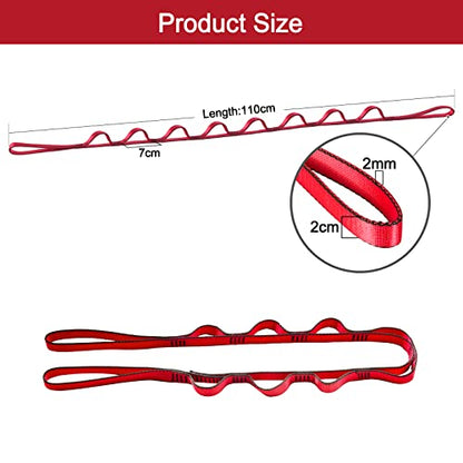 23KN (5070 lbs) Heavy Duty Straps - 2 Pack Adjustable Daisy Chain Webbing for Aerial Yoga, Hammock, Fitness & Rigging - CE/EN566 Certified, Red/Grey - color: Red