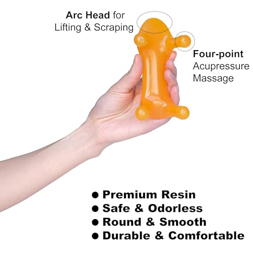 2-Pack Trigger Point Massage Tool for Full Body, Handheld 4-Leg Pressure Point Massager for Muscle Knots Deep Tissue Myofascial Release Pain Relief Rehab, 1 Large and 1 Small, Yellow