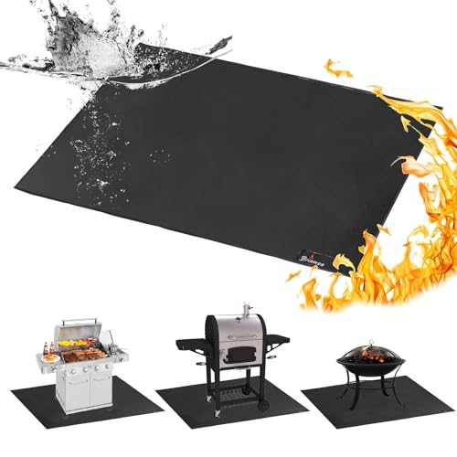 Under Grill Mats for Outdoor Grill - 48x40 Inch BBQ Mat for under Barbecue - Double-Sided Fireproof Patio & Deck Protector Mat - Fire Pit Mat -Oil-Proof Grill Floor Pads - Stove Mat Patio Accessories - size: 40x48 inch double side fireproof