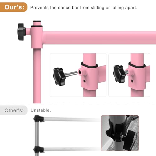 Freestanding Height Adjustable Ballet Barre - color: 6ft (Steel Crossbar, Pink)