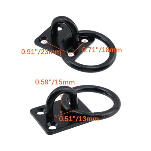 Semetall M5 Black Ceiling-Wall Mount Hook & Pad Eye Plate - 4 Pack 304 Stainless Steel Deck Hardware, Heavy Duty Anchor Rings for Boat Rigging, Yoga Swings, Hammocks & Marine Suspension(Square) - size: M5 - Square