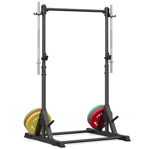 Squat Rack with Pull Up Bar, Heavy Duty 600LBS Weight Capacity Squat Rack for Home Gym, Adjustable Multi-Functional Power Racks Strength Training Fitness Equipment