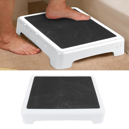 Bath Shower Step Stool Non Slip Step Platform Portable Step Riser with Anti Slip Mat for Bathroom Bathtub Car Mobility Stability Support Sturdy Plastic Lightweight 43x33x9cm