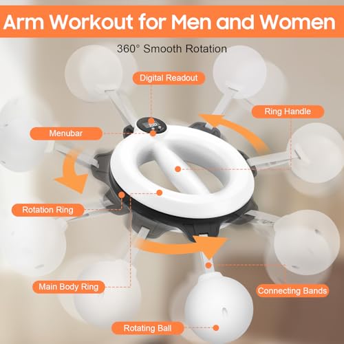 Arm Workout for Men and Women, 360° Hand-Crank Forearm Trainer, Shoulders and Arm Muscle Fitness Equipment with LED Counter, Home Workout Equipment and Gym Workouts