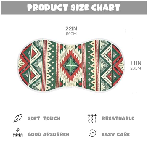 Mexican Ethnic Stripes Muslin Burp Cloths 1 Pack - Extra Large 22"x11", 4-Layer Soft Absorbent Cotton, Waterproof Backing, Baby Drool Rags for Newborn