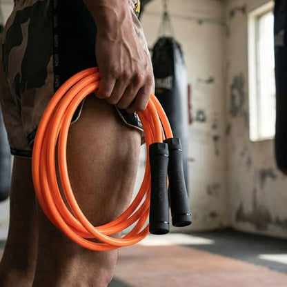 Elevate Gravity Heavy Rope - 3m, 10mm PVC - Boost Muscle, Cardio & Strength - Smooth Bearings - Ideal Indoor/Outdoor & Weight Loss. - color: Orange Aspiration