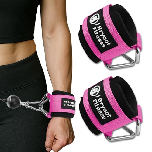 J Bryant Fitness Wrist Cuffs for Cable Machines – Heavy Duty Adjustable Wrist Straps with 7mm Neoprene Padding for Strength Training, Pull Exercises, and Forearm Support - color: Magenta‌, size: Medium