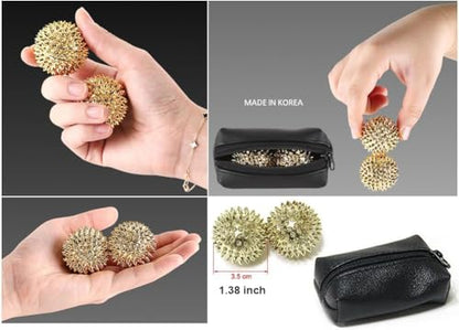 DEAD SKIN Mighty Balls Hand Massage Ball Spiky Massage Balls for Feet, Back, Hands, Muscles - Firm Spiked Massager Rollers for Exercise, Physical Therapy 2 Balls and a Carry Bag