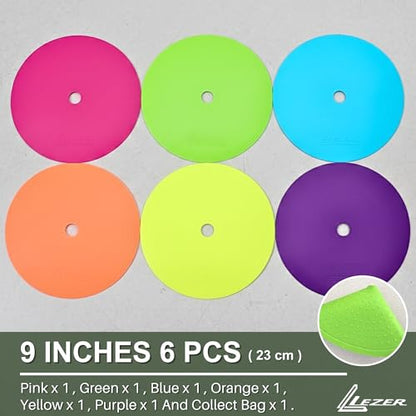 9 Inch Flat Cones, Spot Markers, Soccer Cones, Field Court Markers, Sit Spots, Flat Discs, Soccer Training Equipment, Agility Practice, Football, Made in Taiwan - style: 9 inch with 6 pcs