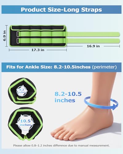 Fragraim Adjustable Ankle Weights 1-3/4/5/6/8/10/12/15/20 LBS Pair with Removable Weight for Jogging, Gymnastics, Aerobics, Physical Therapy - color: green - double buckle, style: 10 lbs each( 20 lbs pair)