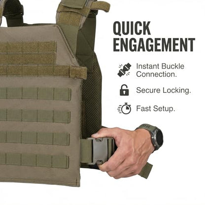 Adjustable Weighted Vest Fitness Sport Training Strength and Endurance Training,Quick Release with Molle for Running,Fitness Workouts - color: Green