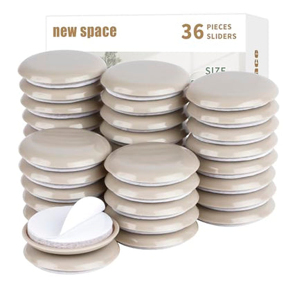 Self-Stick Furniture Sliders, New Space 36pcs 1-3/4" Sliders for Carpet - size: 1-3/4 inch (36pcs)
