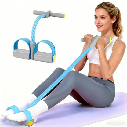 Pedal Resistance Band with Handle, Upgraded 6-Tube Exercise Bands - color: Gray & Blue