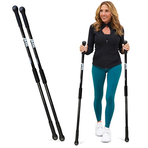 Weighted Walking Sticks for Seniors, Women & Men – 1.2lb Each Ergonomic Hiking Poles for Balance, Posture & Stability – Durable Trekking Poles for Walking - color: Black, size: Small