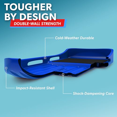 GoSports 2 Person Premium Snow Sled - Choose Red or Blue - Double Walled Construction, Pull Strap and Padded Seat