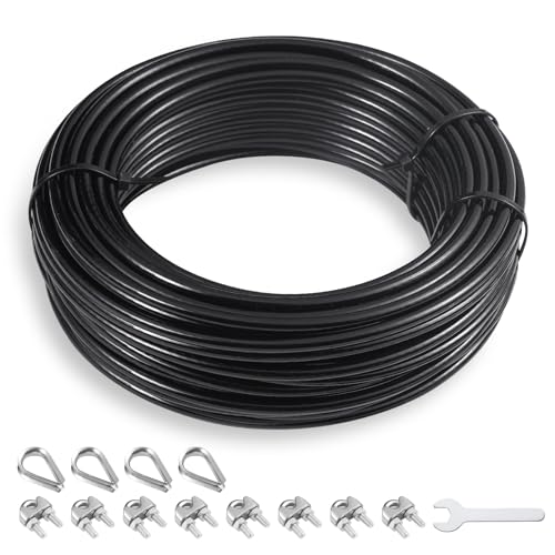 Replacement Cable for Pulley Cable Machine, Pulley Cable for DIY Home Gym, Wire Rope Length 32.8/65.6/98.4 Ft for Weight Lift Pulley System, Gym Steel Cable, Thick 5mm, TPU Coated