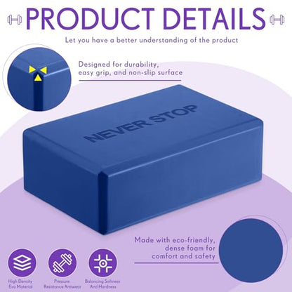 RoundFunny 4 Pack Yoga Blocks Non Slip Pilates Foam Brick - color: Multicolor