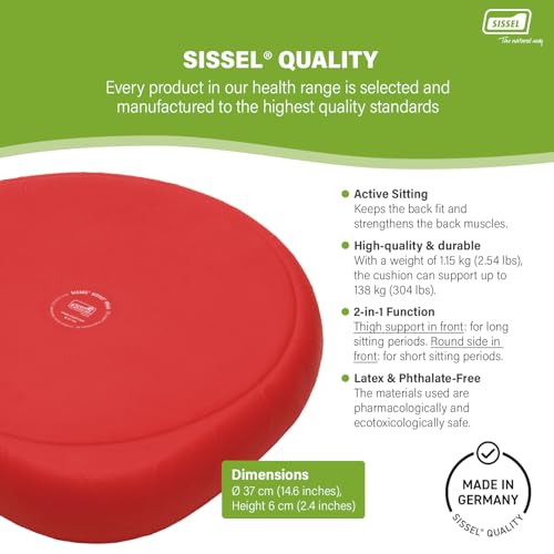 SISSEL SITFIT 14in Red | Active Sitting & Training | Strengthens Back & Pelvic Floor Muscles | Versatile Use: Legs & Veins | Adjustable Pressure | Includes Exercise Poster - color: Red