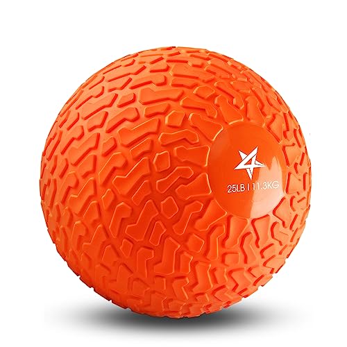 Yes4All Slam Balls, 10-40lb Weighted Ball Weight, Durable PVC Sand Filled Workout Dynamic Slam Ball for Strength Training, Tread, Orange, 25lbs - color: Orange beast, style: E. 25lbs