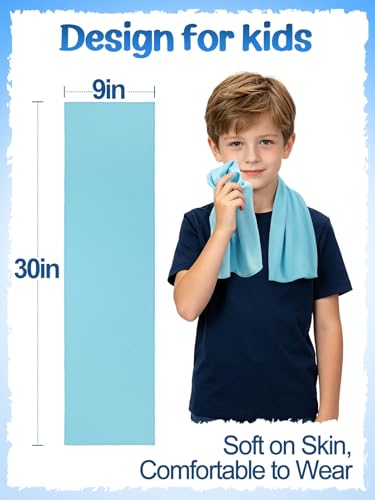 4 Pack Mini Cooling Towels (30"x9") - Kids Cooling Towel, Soft Breathable Cooling Neck Wraps with UPF 50 Sun Protection for Boys Girls Running Exercise Parent-child Activities School Outdoor Sports