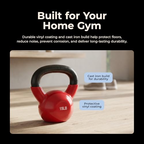 Sunny Health & Fitness Vinyl Coated Kettlebell for Strength Weight Training & Swinging Exercise - In 5, 10, 15, 20, 25 Pound - style: 15 Pound
