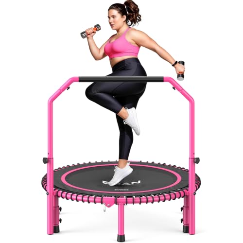 BCAN BT2 40/48" Rebounder Trampoline for Adults, Handle, Indoor, 450/550lbs - color: 40IN-PINK, size: 40IN