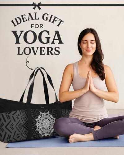 Gonex Yoga Mat Bag, Extra Canvas Gym Bag with Waterproof Pocket Metal Zipper, Fits Mat & Blocks, Stylish Yoga Mat Carrier for Women, Ideal for Yoga, Pilates, Workout, Travel - color: Black