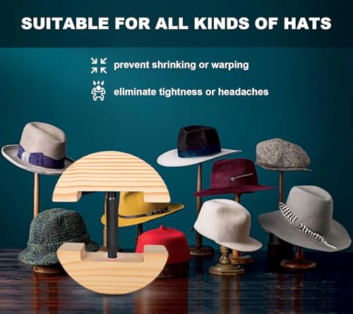 Hat Stretcher for Fitted Hats, Cowboy Hat Stretcher Fitted Hat 7 to 8 1/2, Adjustable Wooden Hat Jack Stretcher Fits All Caps - color: Black