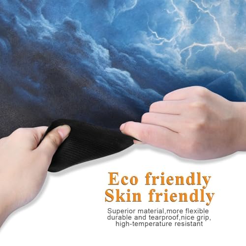 Kigai Travel Yoga Mat 71" x 24" Non Slip Natural Rubber Foldable Exercise Mat Ultra Thin 1.5mm Lightweight for Fitness, Pilates & Home Workout, Blue Lightning