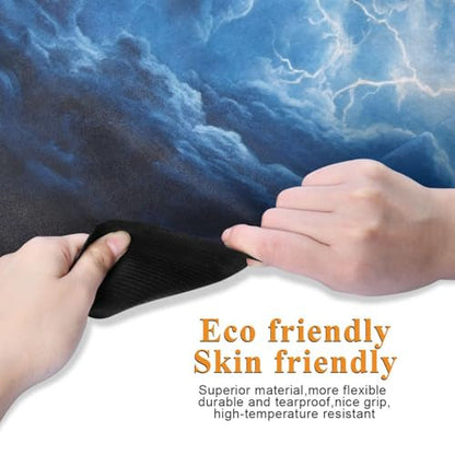 Kigai Travel Yoga Mat 71" x 24" Non Slip Natural Rubber Foldable Exercise Mat Ultra Thin 1.5mm Lightweight for Fitness, Pilates & Home Workout, Blue Lightning