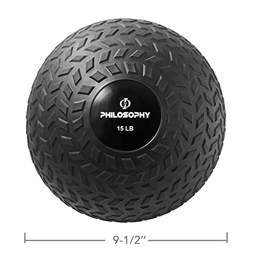 Philosophy Gym Slam Ball - Weighted Fitness Medicine Ball with Easy Grip Tread