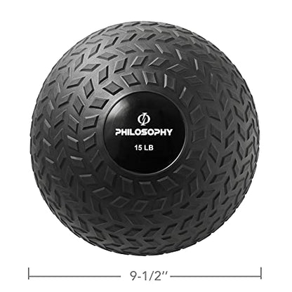 Philosophy Gym Slam Ball - Weighted Fitness Medicine Ball with Easy Grip Tread